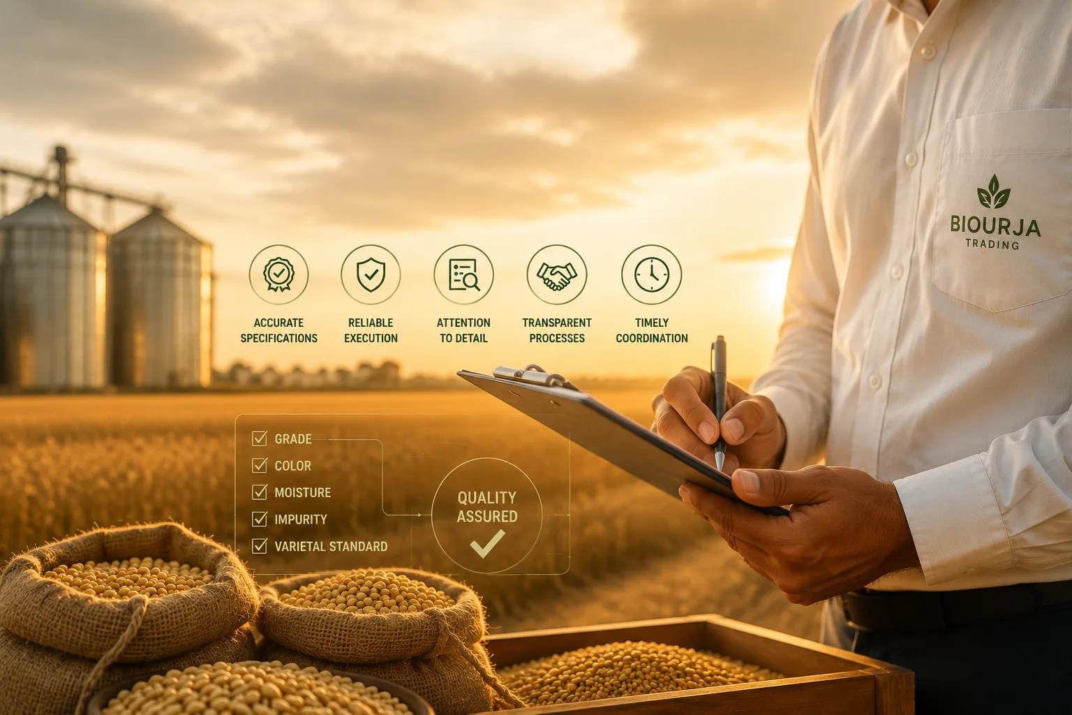 BioUrja Trading agricultural commodity quality assurance and harvest selection